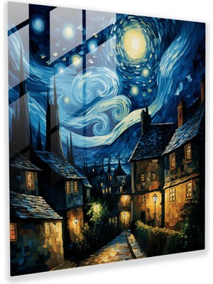 Painted Anarchy Van Gogh'un Başyapıtının Nefes Kesen Cam Baskısı: Ev Dekorasyonu Için Yıldızlı Gece Cam Duvar Sanatı, 30X30