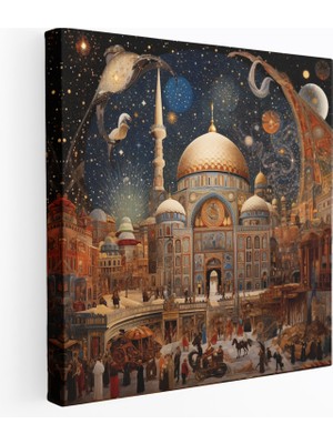 Painted Anarchy Nefis El-Boyalı Osmanlı Imparatorluğu Mozaik Kanvas Tablo Duvar Sanatı, 30X30