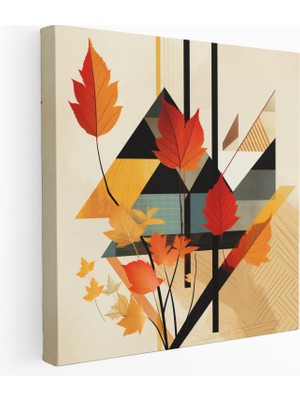 Painted Anarchy Geometrik Sonbahar Yaprakları Duvar Sanatı - Sonbahar, Duvar Dekorasyonu, Duvar Sanatı, Geometrik Desenler, 30X30