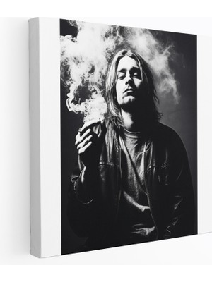 Painted Anarchy Kurt Cobain Kanvas Tablo - Vintage Esintili Duvar Tablosu - Kurt Cobain, Duvar Dekorasyonu, Siyah Beyaz, Grunge Dönemi, 30X30