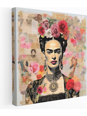 Painted Anarchy Frida Kahlo Kanvas Tablo - Kolaj Tablo - Frida Kahlo, Kanvas Tablo, Kolaj Tablo, Kanvas Tablo, 30X30