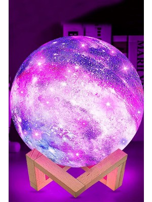 Carnivalland Dekoratif 3D Standlı 6 Renk Değiştiren Galaksi Gezegen Gece Lamba Ay-Gezegen
