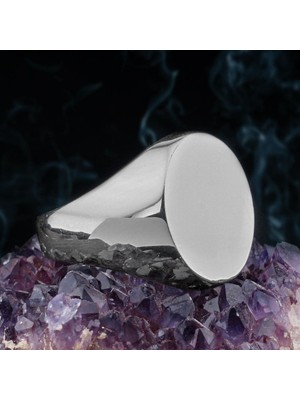 Takıhan Oval Sade Düz 925 Ayar Gümüş Erkek Yüzük