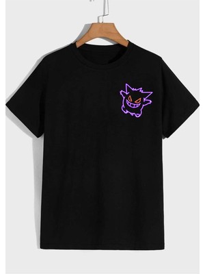 Won Black Gengar  Baskılı Ithal T-Shirt %96 Pamuk