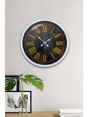 Falez Decor 40 cm Metal Siyah Kadranlı Modern Lüks Duvar Saati