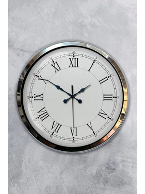 Falez Decor 40 cm Metal Romen Rakamlı Klasik Modern Dekoratif Lüks Duvar Saati