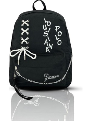 Louisiana Polo Laptop Bölmeli Okul Çantası Siyah Beyaz 1141