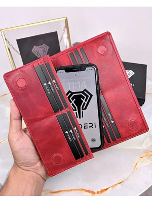 Fil Deri Telefon Bölmeli Cüzdan Hakiki Deri El Tutamaçlı