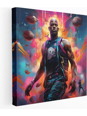 Painted Anarchy Michael Jordan Duvar Sanatı - Micheal Jordan, Kanvas Tablo, Neon Renkler, Duvar Sanatı, 30X30