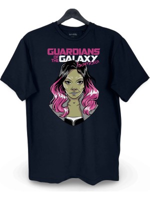 nirvoda Gamora Guardians Of The Galaxy Baskılı Loose Fit Bisiklet Yaka Unisex Tişört Siyah