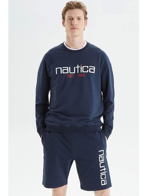 Nautıca  Erkek Lacivert Standart Fit  Baskılı Sweatshirt