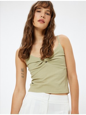 Koton Askılı Atlet Düğüm Detaylı Dokulu