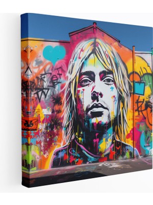 Painted Anarchy Kurt Cobain Kanvas Tablo - Grafiti Tablosu - Kurt Cobain, Duvar Resmi, Kanvas Tablo, Kanvas Tablo, 30X30