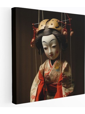 Painted Anarchy Japon Bunraku Kukla Kanvas Tablo - Kukla, Kukla, Duvar Dekorasyonu, Benzersiz, 30X30
