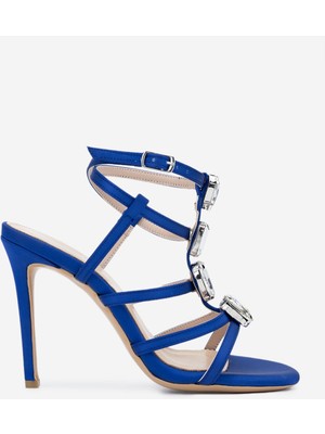 Valmenti Tpul Kadın Saks Saten Vegan Sandalet 654 117 Bn Sndlt Y24