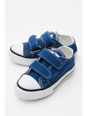 Tonny Black Çocuk Cırtlı Spor Ayakkabı Kot Mavi Kauçuk Taban Keten Malzemeden Üretilmiştir