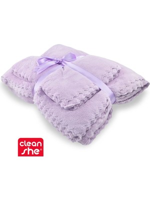 Marka Cleanshe Miracle Ultra Emici Mikrofiber Banyo Havlu Seti Mor