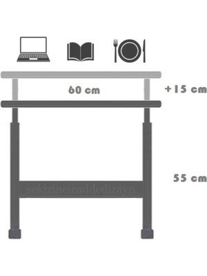 Tekno Trust 35 cm Laptop Sehpası Çalışma Masası Yemek Sehpası - Beyaz Beyaz 65 cm 60 cm Metal