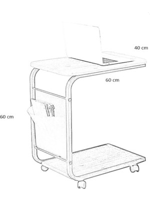 Tekno Trust Metal Tekerlekli Yardımcı C Sehpa - Model Iı - Antrasit 60 cm Gri 40 cm