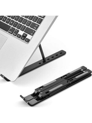 Tekno Trust 20 cm 7 Kademeli Ayarlı Katlanabilir Laptop Tablet Standı Siyah (4202) 7 cm Siyah 30 cm Metal