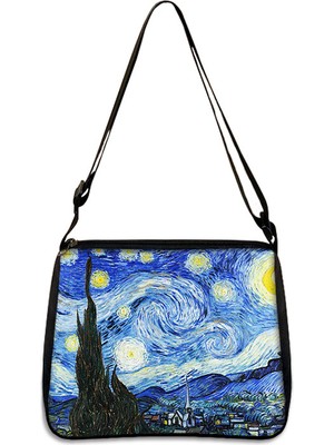 Xifu Shop B YXBSJMHS09 Stili 20CMX24CM Van Gogh Yıldızlı Gece Omuz Ayçiçeği Yağlı Boya Tablo Kanvas Çanta Retro Mona Lisa Sanat Moda El Çantası Kadınlar Rahat Kavrama (Yurt Dışından)