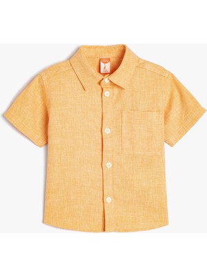 Koton Keten Gömlek Kısa Kollu Cep Detaylı