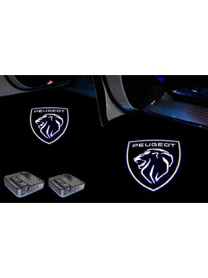 Sm Motors Peugeot New Yeni Logo Araçlar İçin Pilli Yapıştırmalı Kapı Altı Led Logo-Projektör