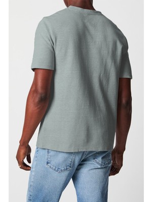 Qmari Premium Haki Gri 3 Düğmeli Patlı Yarım Balıkçı Regular Fitbasic Erkek Henley T-Shirt| Düz Bisiklet Yaka Kısa Kollu Tişört | TBU0010