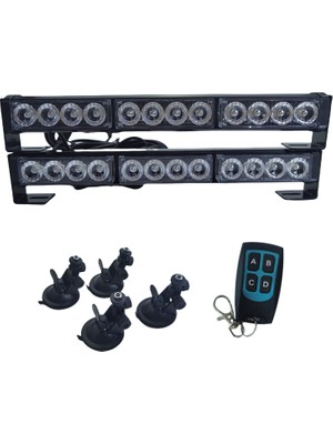 21 fonksiyonlu çakar lamba sarı beyaz 2'li set vantuzlu kumandalı 12-36V 72W / LAPA211