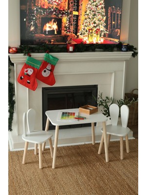 2 The White Masa + 2 Sandalye 2+ Yaş Ahşap Beyaz