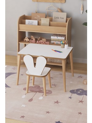 1,5 - 4 Yaş Çocuk Oyun Aktivite Masası 60X45 cm Çocuk Çalışma Masası Masa Sandalye Seti 1 Mdf Moder