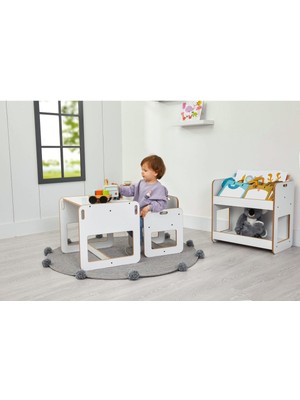 4+ Yaş 2-4 Yaş Kumru Montessori Çocuk Oyun, Çalışma, Aktivite Masası ve Sandalyesi / Beyaz 1 Beyaz