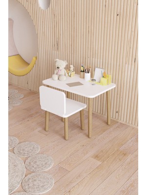 Mdf Yaz-Sil Yüzey Çocuk Masası - Aktivite Masası - Çocuk Çalışma Masası Takımı 1 Adet Sandalyeli Be
