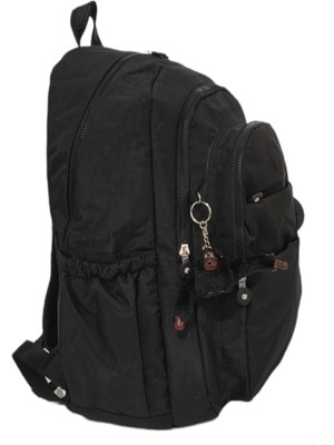 Nacar Çarşı Siyah Su Geçirmez Krinkıl Kumaş Geniş Iç Hacimli Günlük & Okul & Bebek Bakım Sırt Çantası