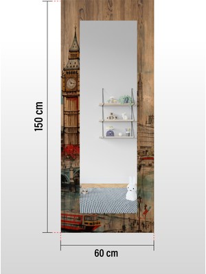 Hediyeler Kapında Elizabeth Tower Ahşap Dekoratif Boy Aynası 150X60CM