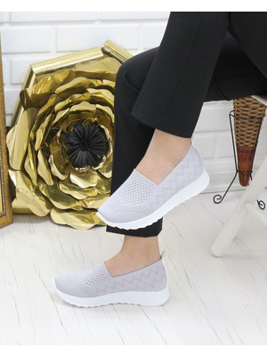 Nesil Shoes Aky 055 Gri Triko Yazlık Kadın Ayakkabı