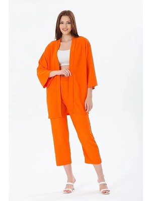 Zf Butik Bürümcük Kimono Pantolon Takım