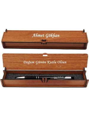 Pigado Isme Kişiye Özel Ahşap Kutu Metal Tükenmez Kalem Öğretmenler Günü