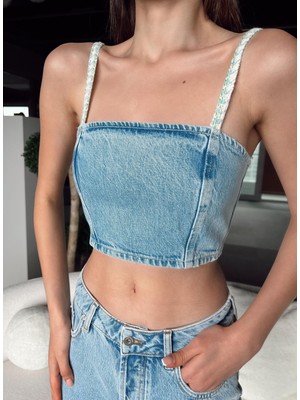 Tam Senin Tarzın Avriel Askılı Jean Crop