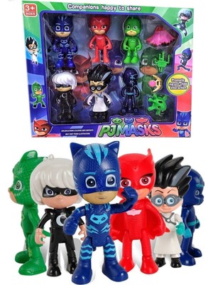 Prestij Oyuncak Pj Masks 6'lı Catboy Owlette Gekko Oyun Seti 10 Parça Plastik Figürler