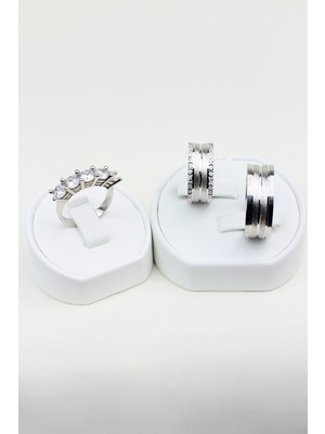 Twem Silver Zamansız Elegans Birleşimi 925 Ayar Gümüş Alyans, Nişan ve Söz Yüzüğü