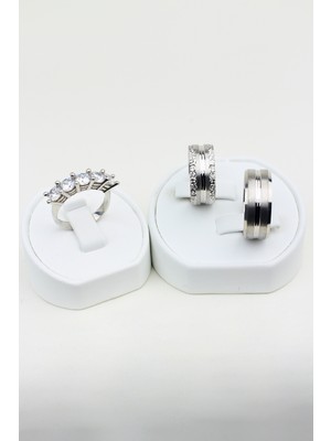 Twem Silver Gümüş Çizgiler Renkli Uyum 925 Ayar Gümüş Alyans, Nişan ve Söz Yüzüğü