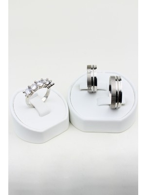Twem Silver Romantik Inci Bağlantısı 925 Ayar Gümüş Alyans, Nişan ve Söz Yüzüğü