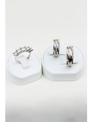 Twem Silver Yıldızlı Uyum Halkası 925 Ayar Gümüş Alyans, Nişan ve Söz Yüzüğü