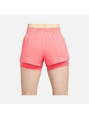 Nike One Dri-Fit Mid-Rise 8cm (Approx.) 2-In-1 Training Kadın Pembe Taytlı Spor Şort DX6012