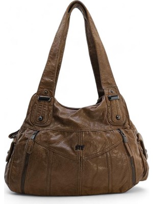 Baginn Yıkama  Deri Kadın Omuz Çantası 571 Collection Vegan Deri 40*25 cm