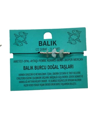 Pembe Pasaj Balık Burcu Yıldız Doğal Taş Ip Burç Bilekliği Halhal