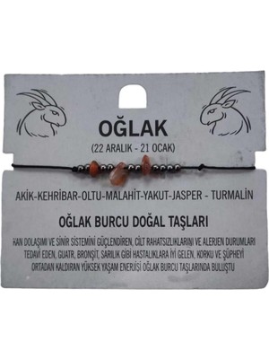 Pembe Pasaj Oğlak Burcu Yıldız Doğal Taş Ip Burç Bilekliği Halhal