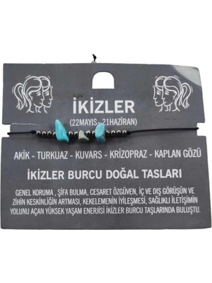 Pembe Pasaj Ikizler Burcu Yıldız Doğal Taş Ip Burç Bilekliği Halhal