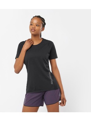 Salomon Sense Aero Siyah Kadın Kısa Kollu Koşu T-Shirt